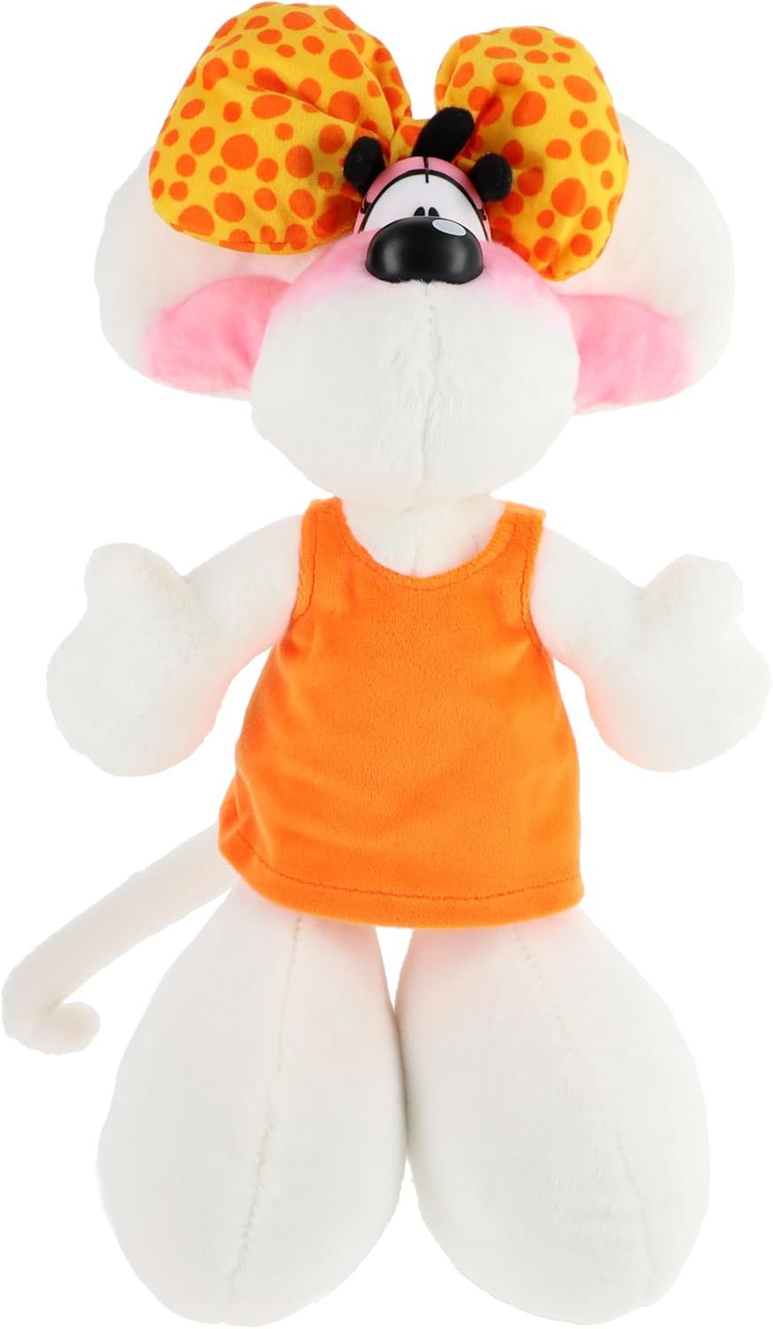 Diddl - Peluche Diddlina en Robe Orange 30cm - Peluche Souris Années 90 - Doudou Vintage Mignonne - 100% Recyclée et Écoresponsable