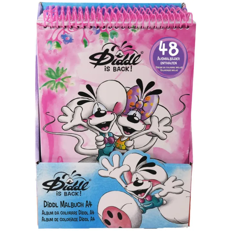 Diddl Livre de coloriage A4, 2 modèles difféents