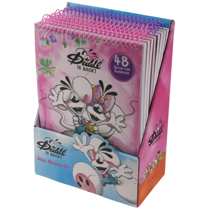 Diddl Livre de coloriage A4, 2 modèles difféents
