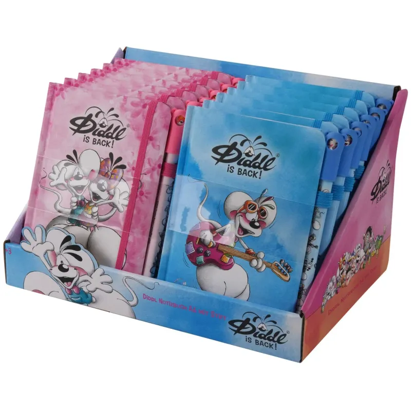 Diddl Carnet avec stylo, 2 modèles à choix, rose ou bleu