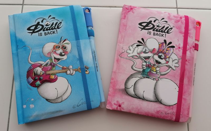 Diddl Carnet avec stylo, 2 modèles à choix, rose ou bleu