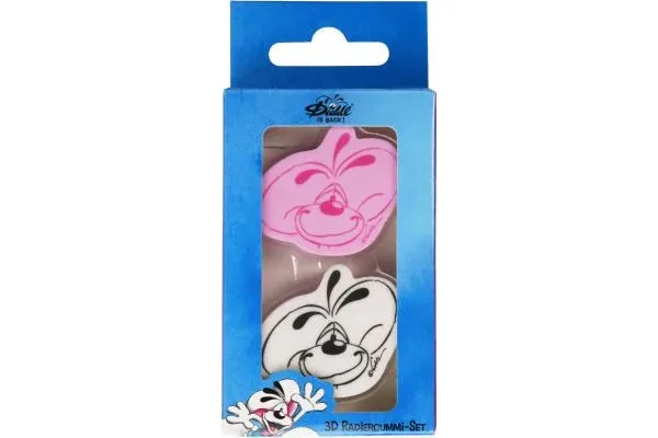 Diddl Set de 2 gommes en forme de Diddl, 1 rose et 1 blanche