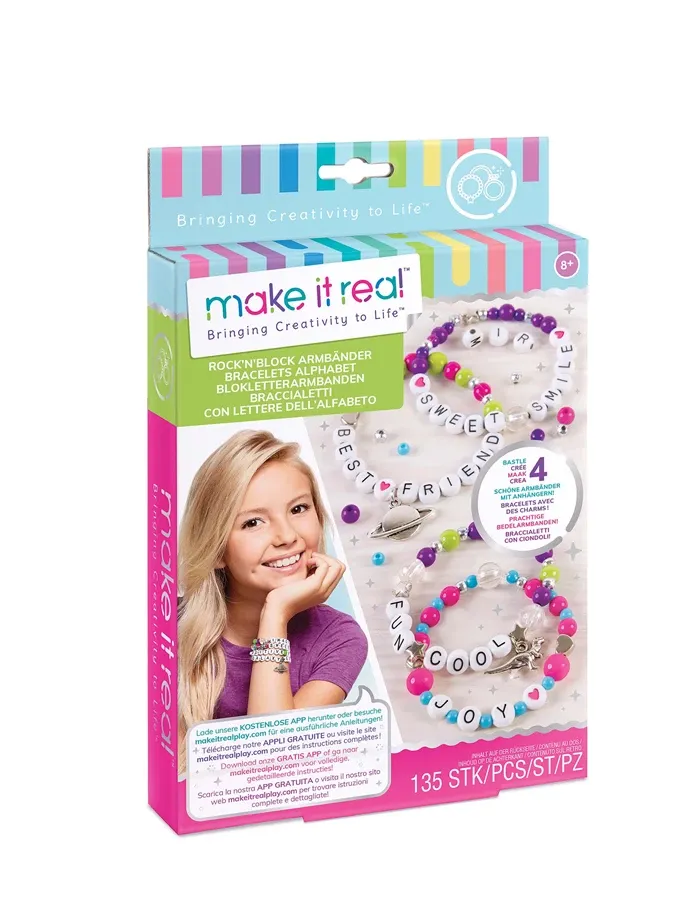 Make it real Bracelets alphabets, plus de 70 perles,  dès 8 ans