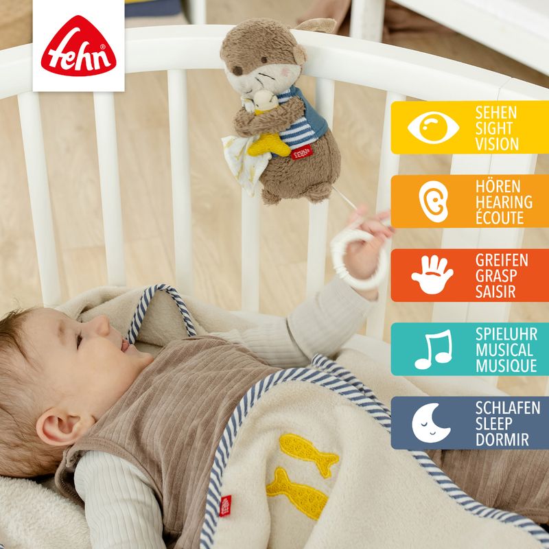 Peluche doudou,  boite à musique loutre, berceuse pour bébé