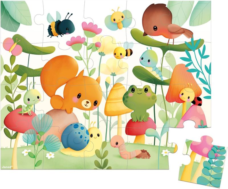 Janod - Puzzle Les Compagnons du Jardin - Puzzle 20 Pièces, dès 24 mois