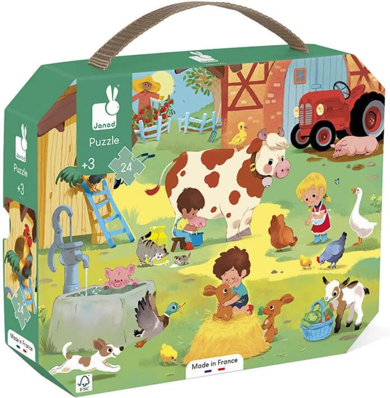 Janod - Puzzle Enfant A La Ferme 24 Pièces, dès 3 ans