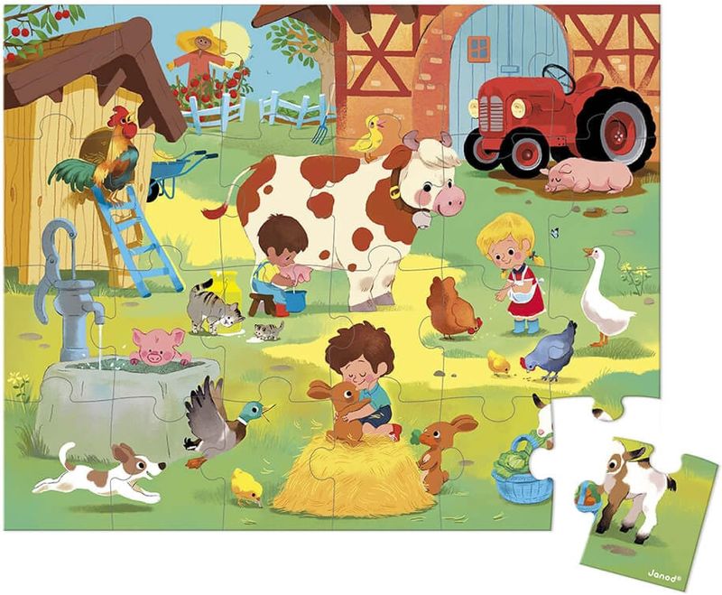 Janod - Puzzle Enfant A La Ferme 24 Pièces, dès 3 ans