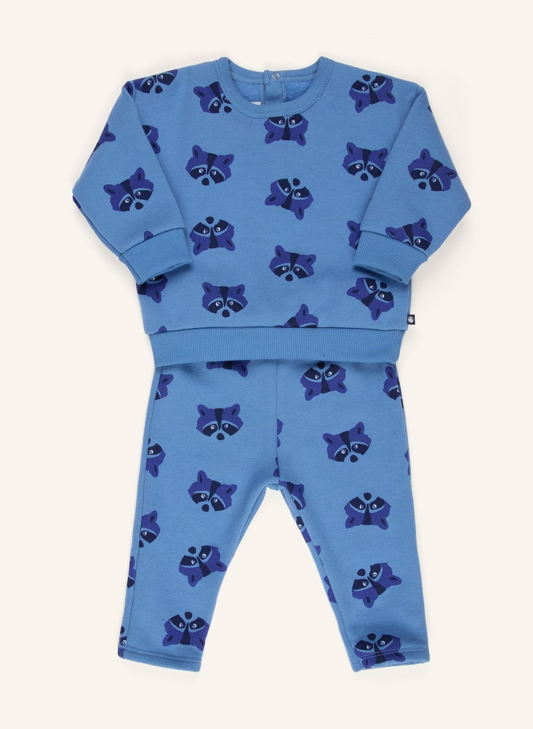 Petit Bateau Ensemble sweatshirt et pantalon bébé en coton imprimé animalier raton-laveur