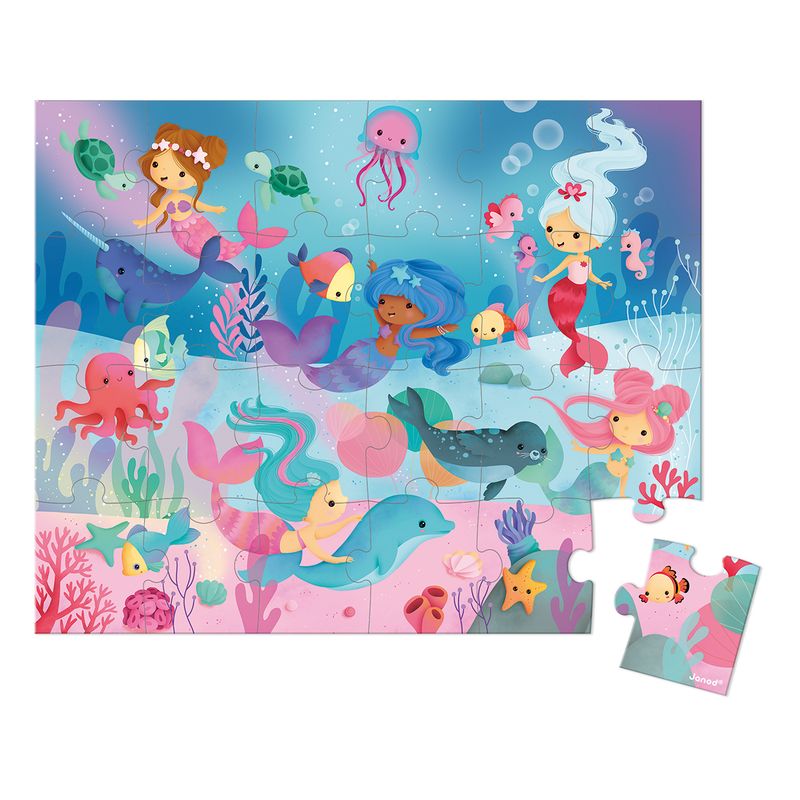 Puzzle sirènes 24 pièces dans une valise, dès 3 ans