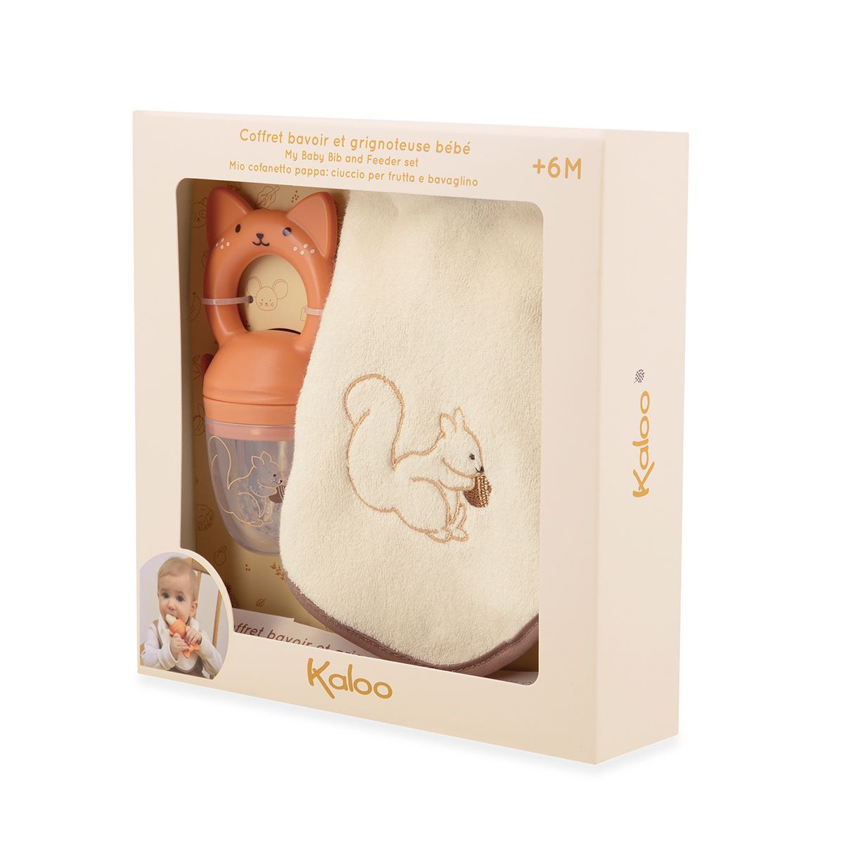 Kaloo  Coffret bavette bavoir  et grignoteuse bébé