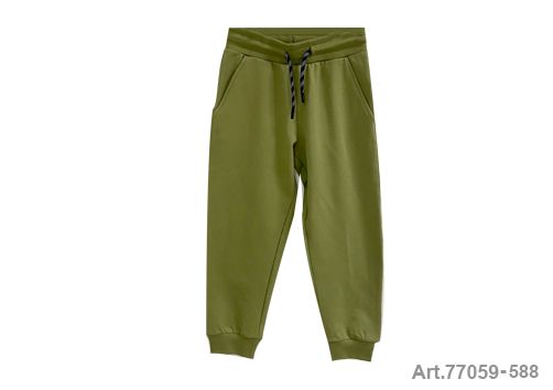 Pantalon de jogging en coton vert kaki avec taille élastique