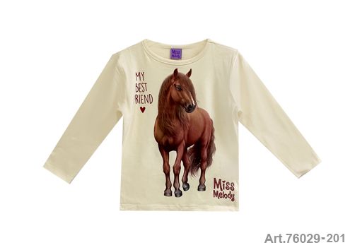 Pull coton, couleur écru avec cheval "Mon meilleur ami"