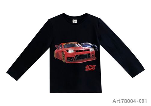 Pull en coton noir avec voiture de sport rouge