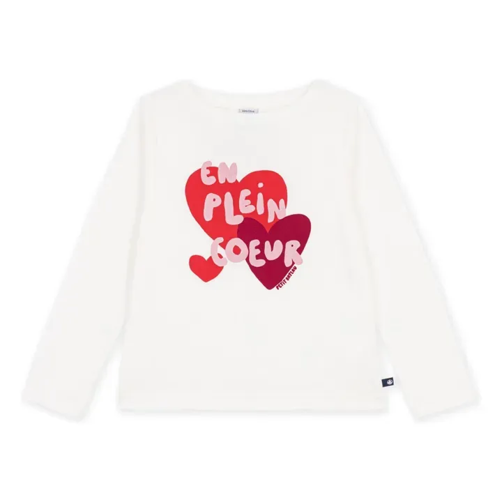 Petit Bateau Pull  En Plein Cœur Coton Bio | Blanc
