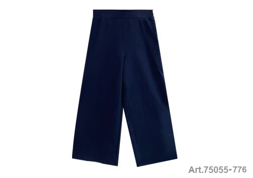 Pantalon en coton jersey, coupe large et droite, couleur marine