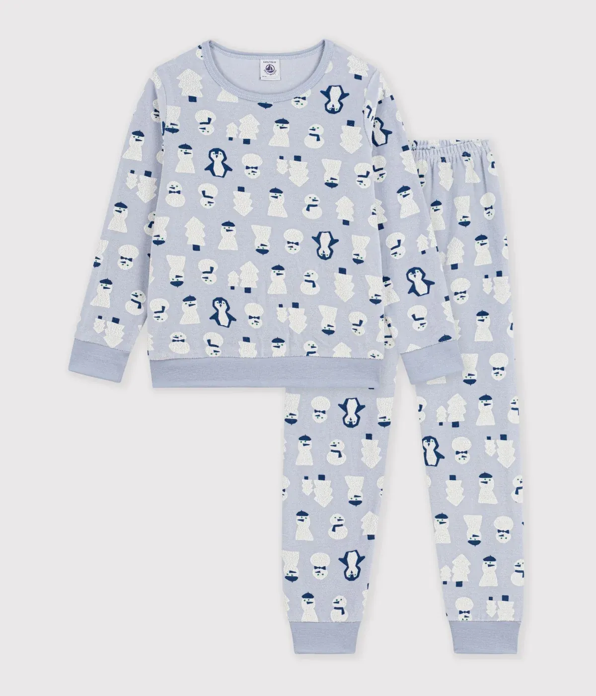 Petit Bateau Pyjama enfant en velours imprimé bonhommes de neige