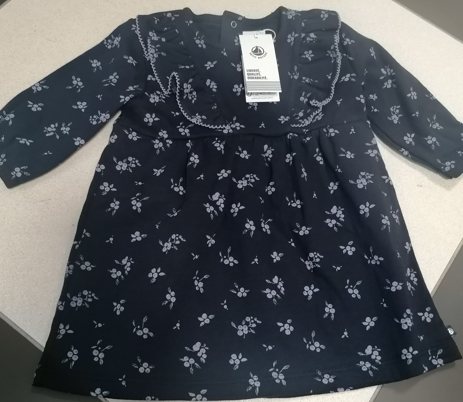Petit Bateau Robe coton imprimé à fleurs manches longues