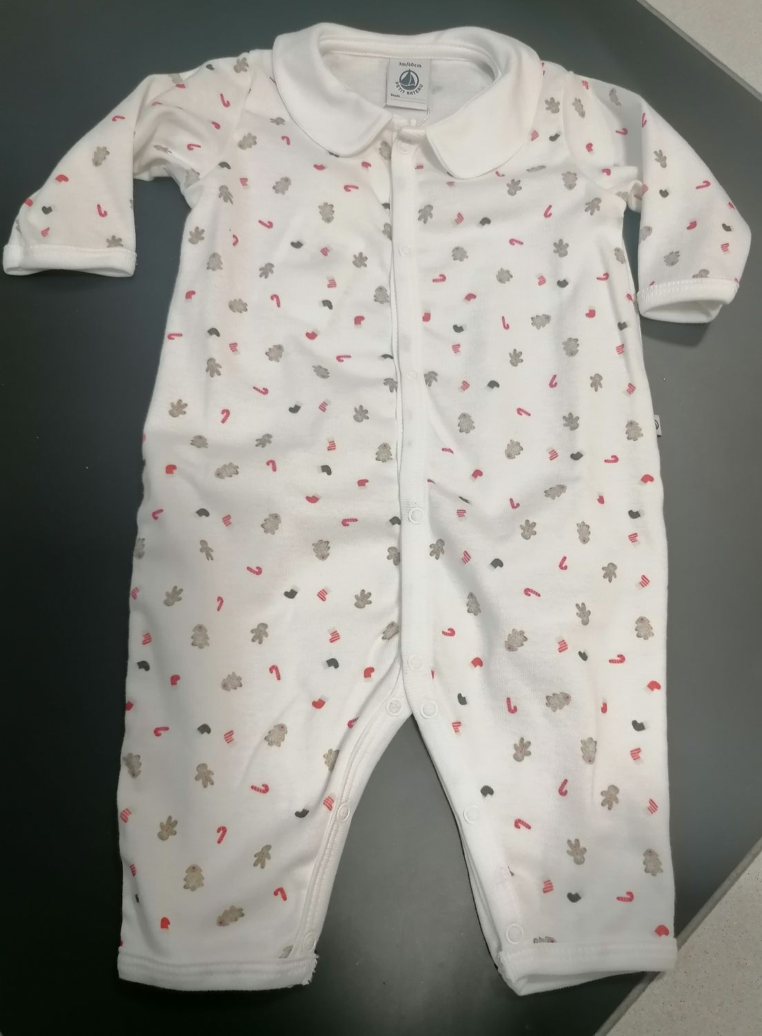 Petit Bateau Pyjama coton sans pieds imprimé pain d'épices et canne sucre d'orge