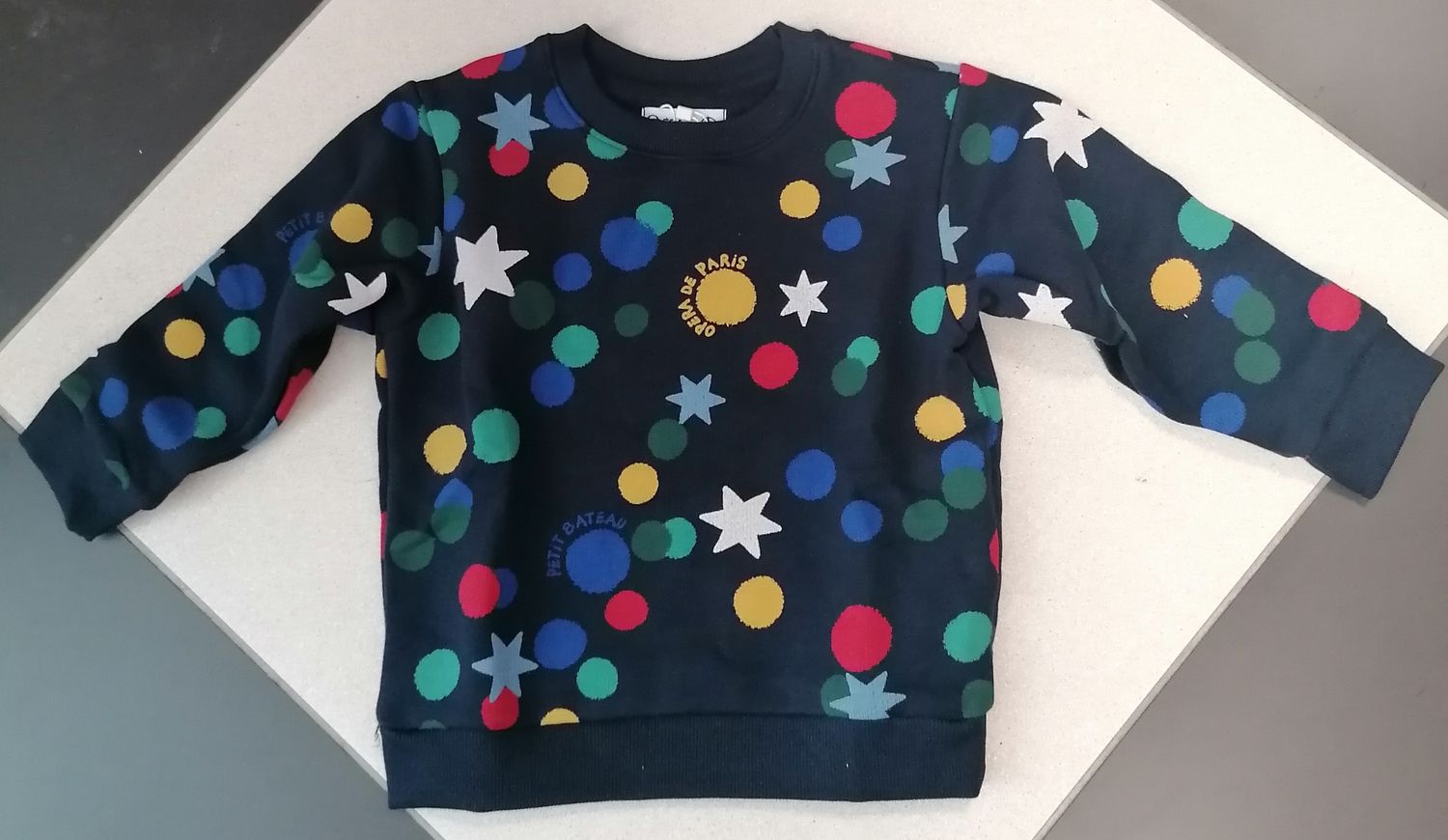 Petit Bateau Pull marine smoking imprimé étoiles