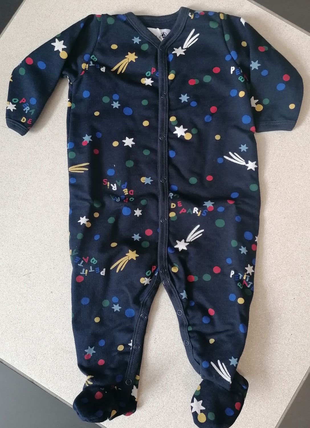 Petit Bateau Pyjama coton marine smoking imprimé étoiles