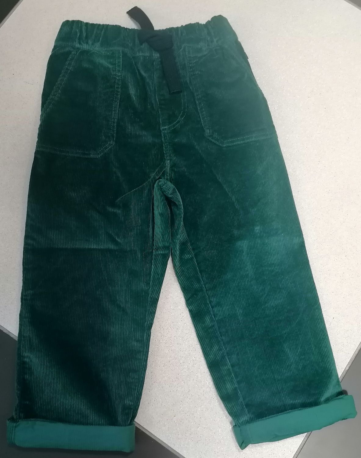 Petit Bateau Pantalon coton velours côtelé vert tree, taille élastique