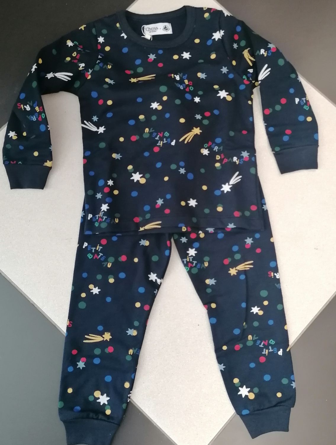 Petit Bateau Pyjama coton marine smoking imprimé étoiles