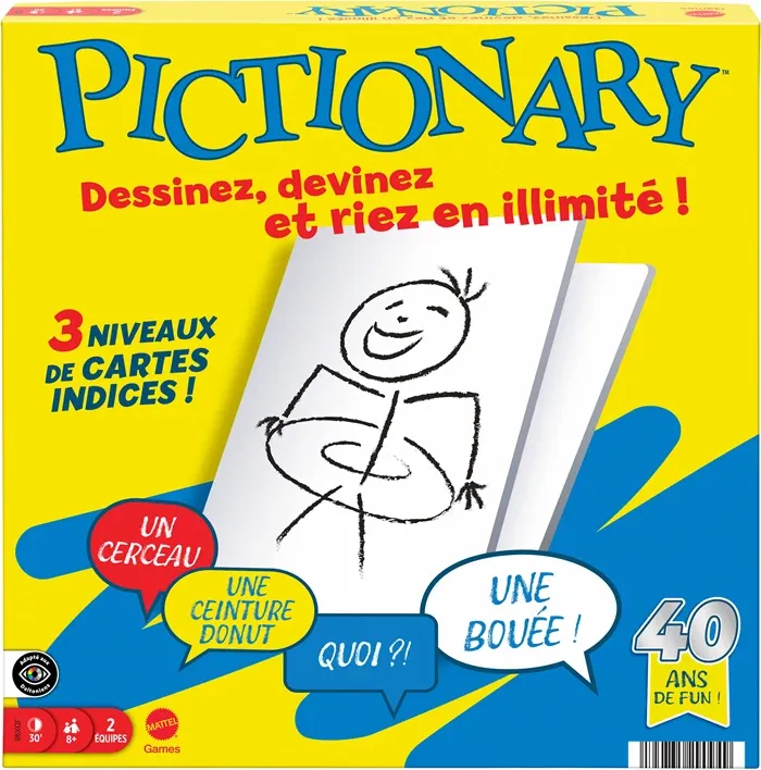 Jeu Pictionary, f dès 8 ans, 2 équipes, dessine et devine