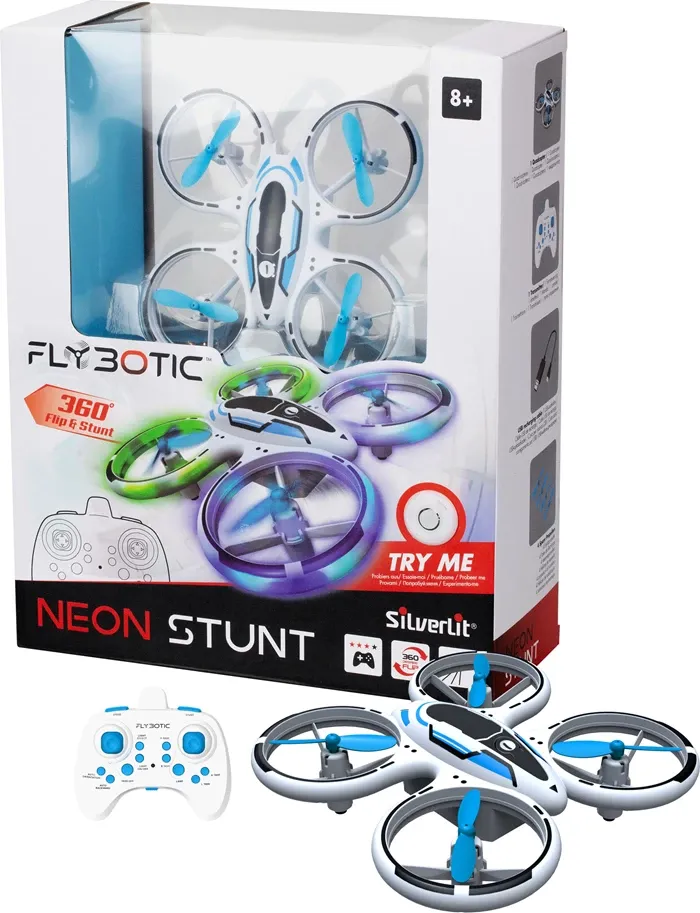 Drone Neon Stunt, 2.4 GHz 3 vitesses, lumière au néon, piles 3xAAA excl., dès 8 ans
