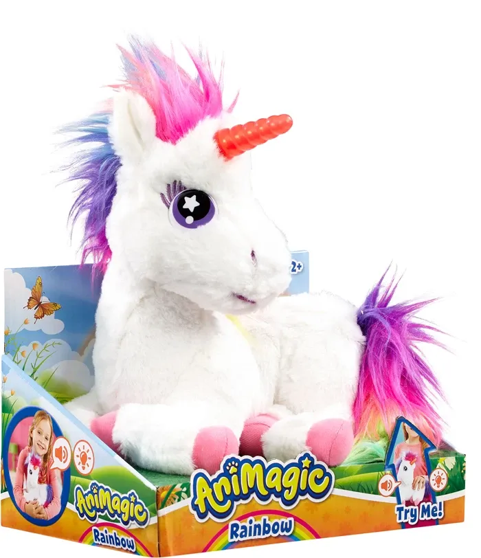 Animagic Rainbow Unicorn, licorne animal interactif en peluche, piles 4xAA incl., dès 2 ans