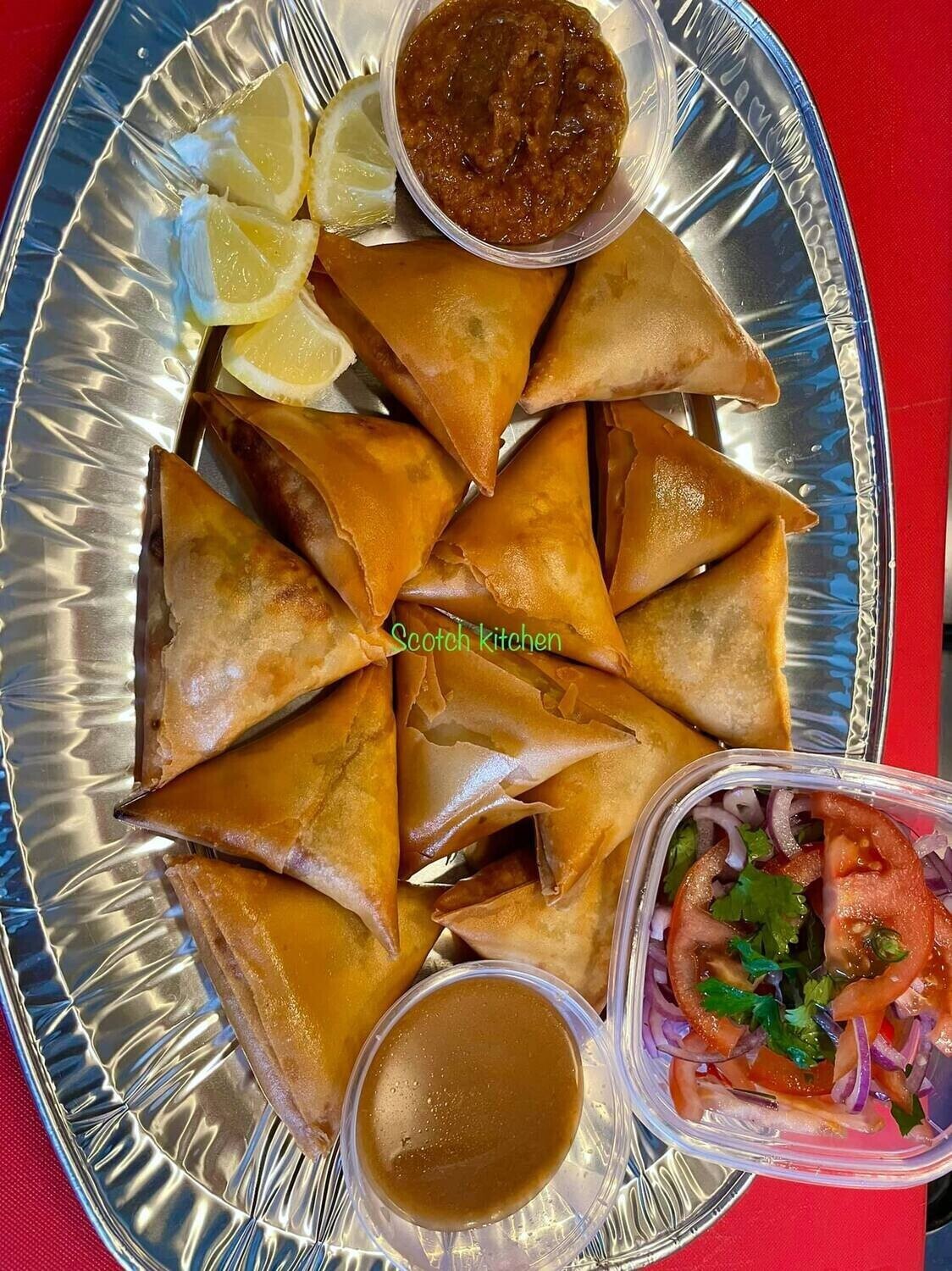 Samosa (Vegetable, Beef or Chicken) 120 kcal per piece