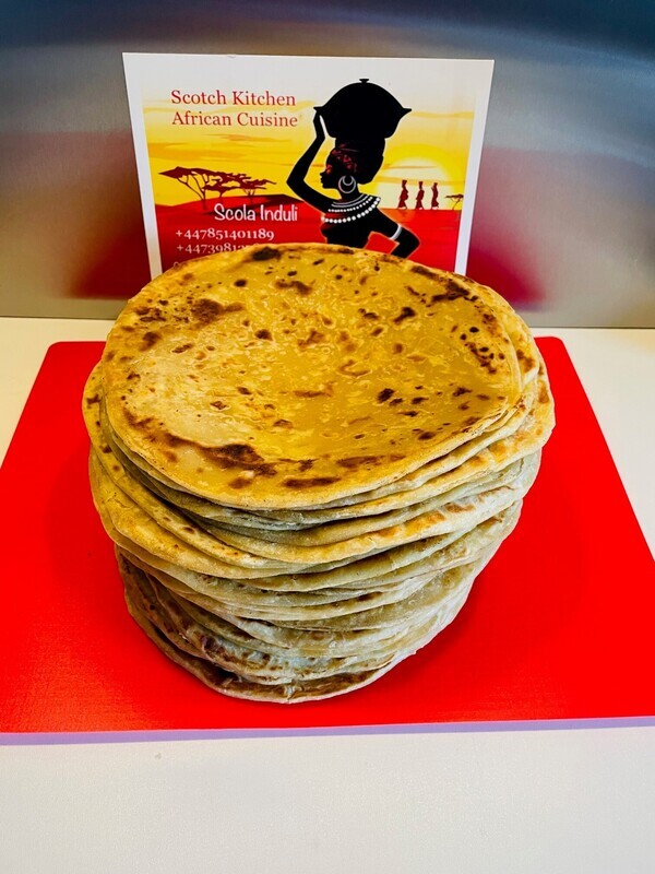 Chapati (Chapo's) - 68 kcal per piece Min Order 20 pieces for postage, 15 pieces for collection.