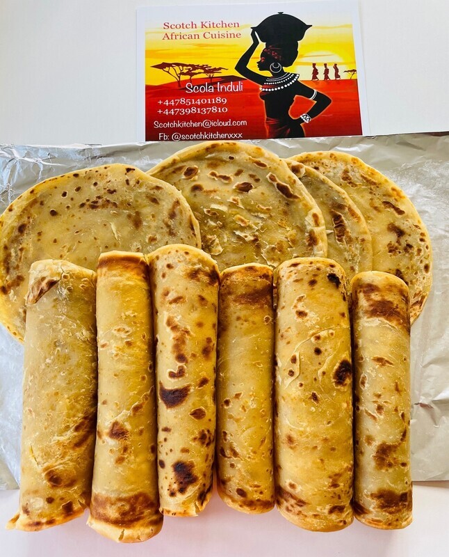 Chapati (Chapo's) - 68 kcal per piece Min Order 20 pieces for postage, 15 pieces for collection.