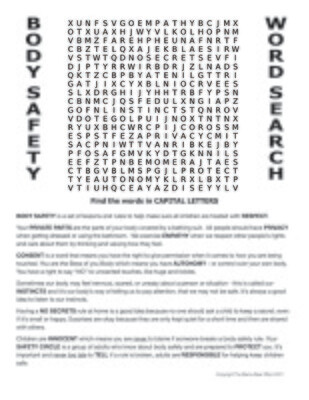 Body Safety Word Search