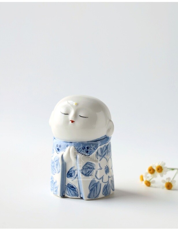 可愛合十小地藏王菩薩 | 日本九谷燒 | 銅爐底座