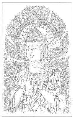 合掌觀音 騎犼觀音 楊柳觀音 觀音菩薩白描畫稿
