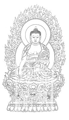 釋迦牟尼佛 西方三聖 白描畫稿