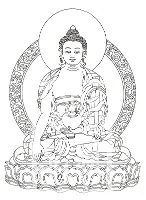 釋迦牟尼佛 西方三聖 白描畫稿