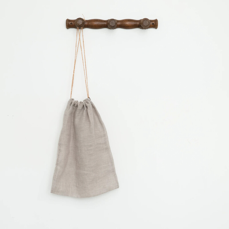 Fig and Honey Belgian Linen Drawstring Bag