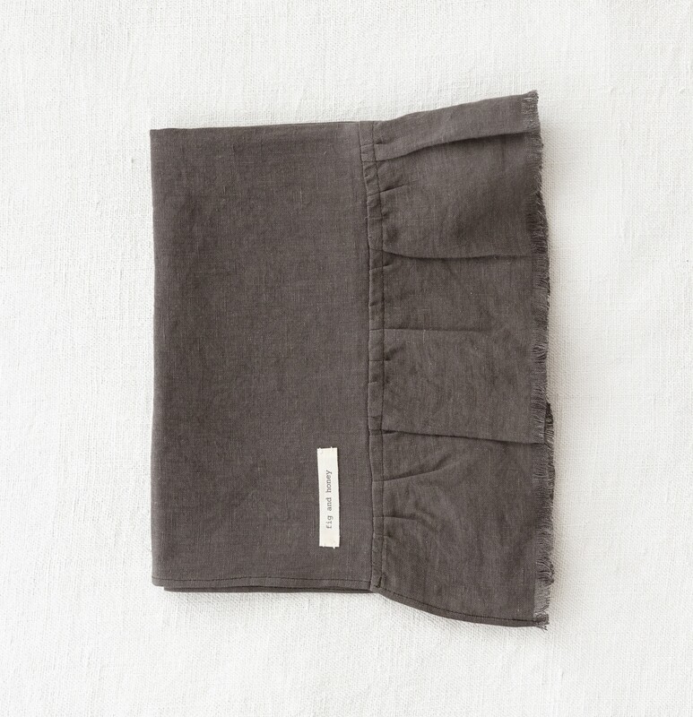 Linen Hand Towel with Raw frill edge - Forest 
