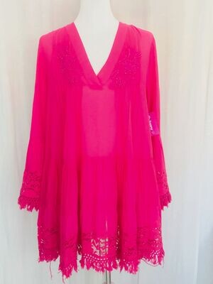 Kleid kurz Pink mit Pailetten bestickt