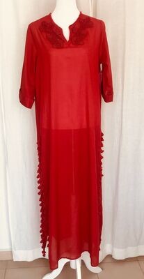 Kleid lang Rot mit Pailetten bestickt