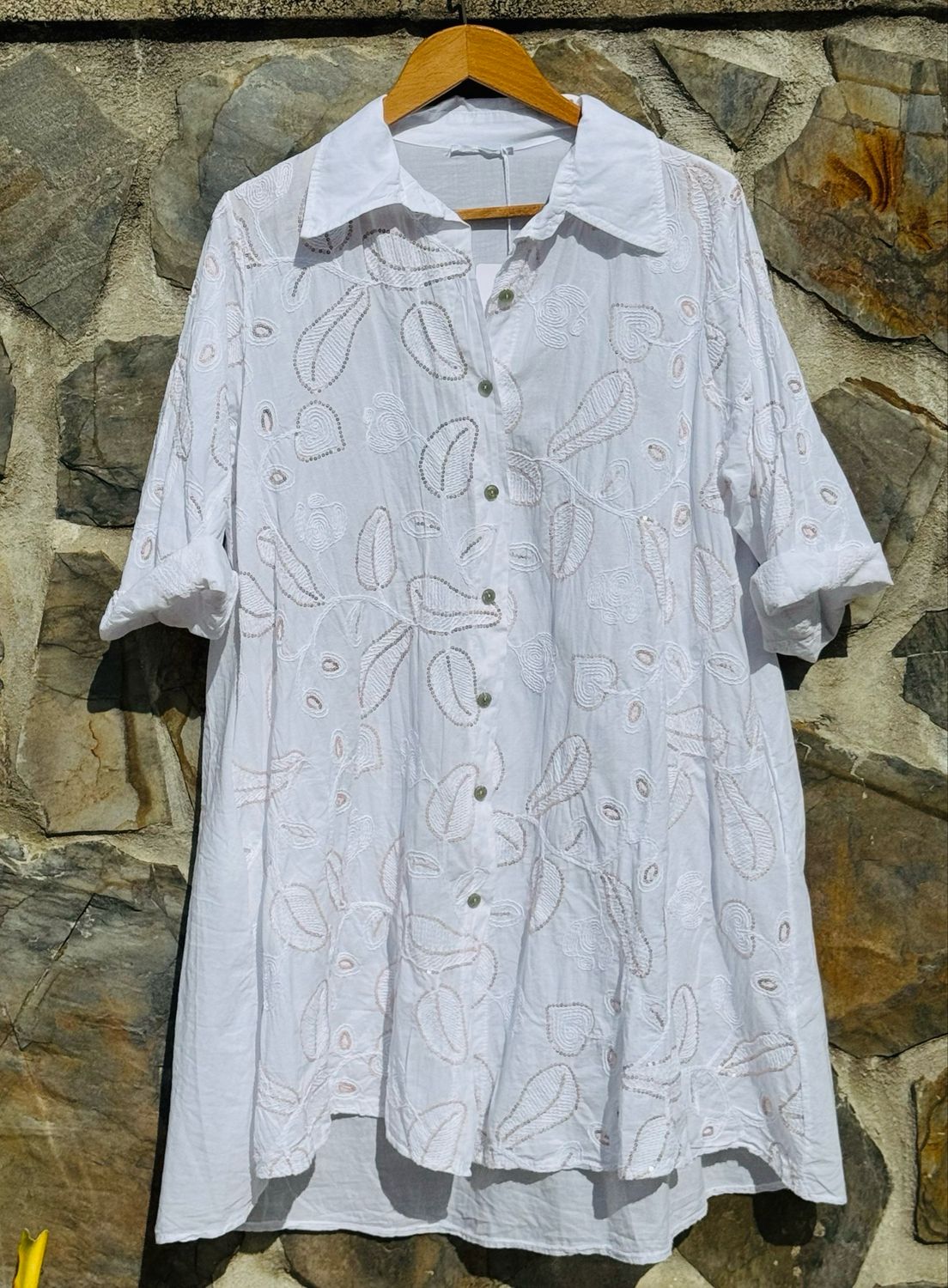 Bluse weiß bestickt