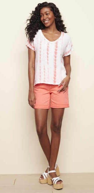 Coral/White Bubble Gauze Top