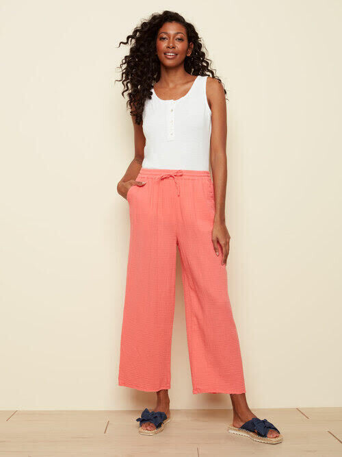 Coral Gauze Capris