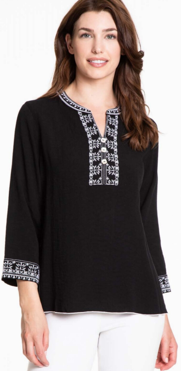 ​Black Shirt with Embroidered Details