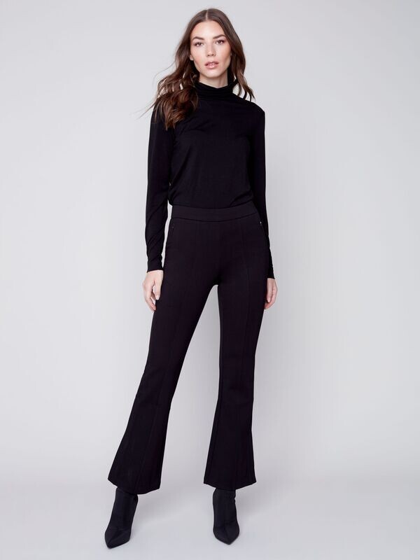 Dressy Black Flare Leg Pant with Side Slit by Charlie B.