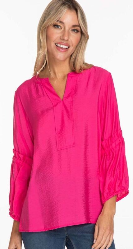 Hot pink bell sleeve blouse    