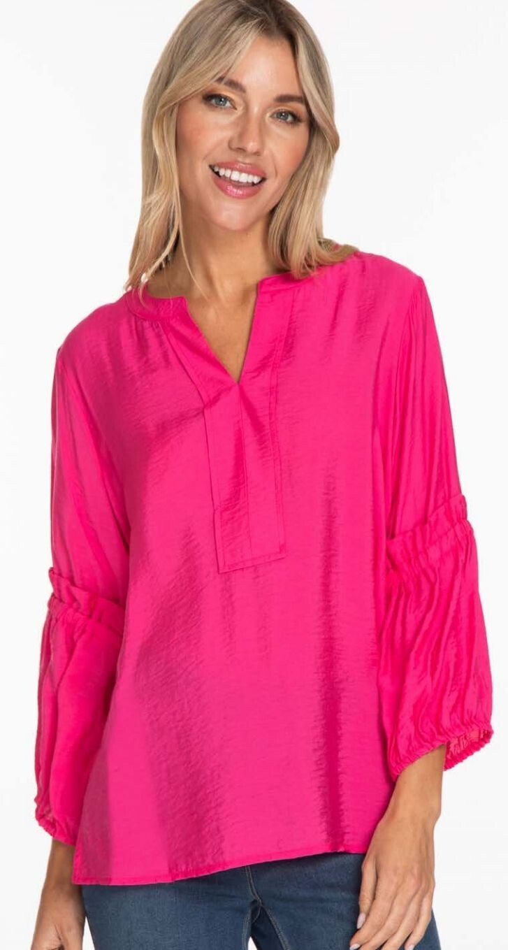 Hot pink bell sleeve blouse