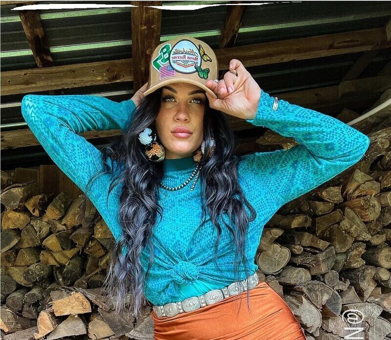 Turquoise velvet mesh top with camisole  