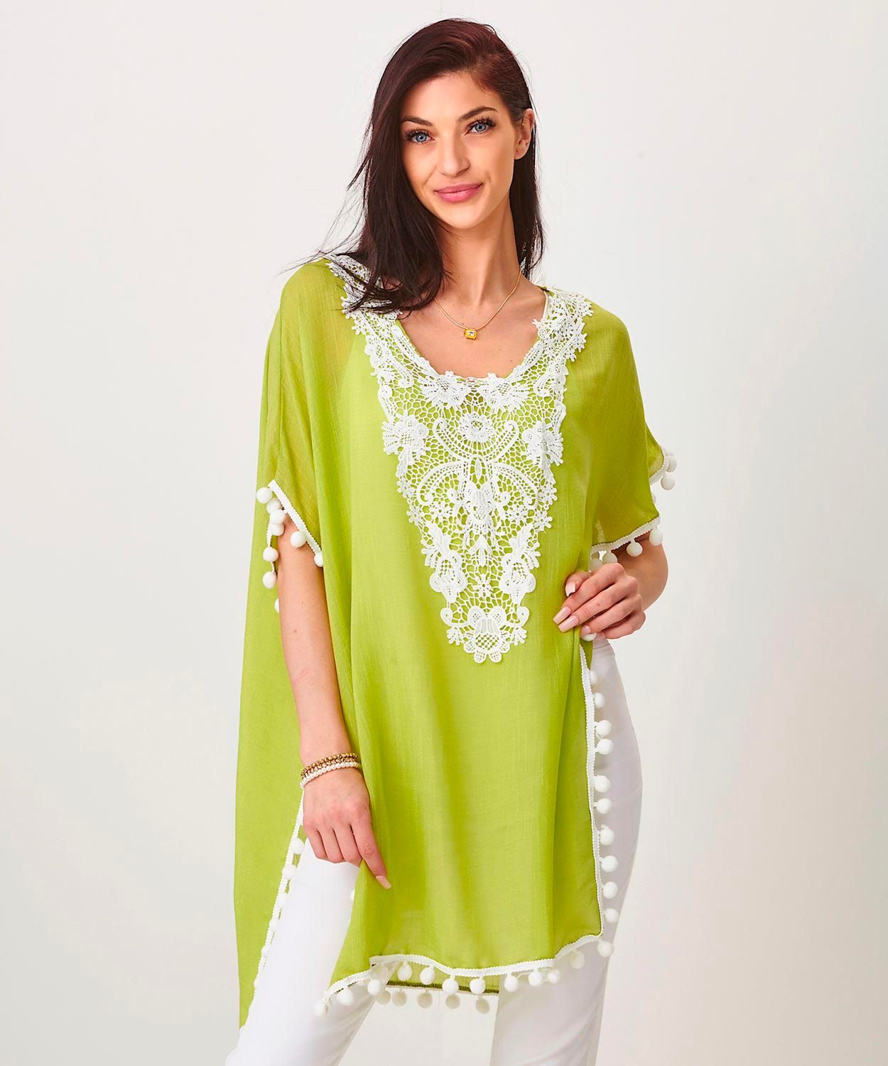 Lime Cover Up with Pompoms